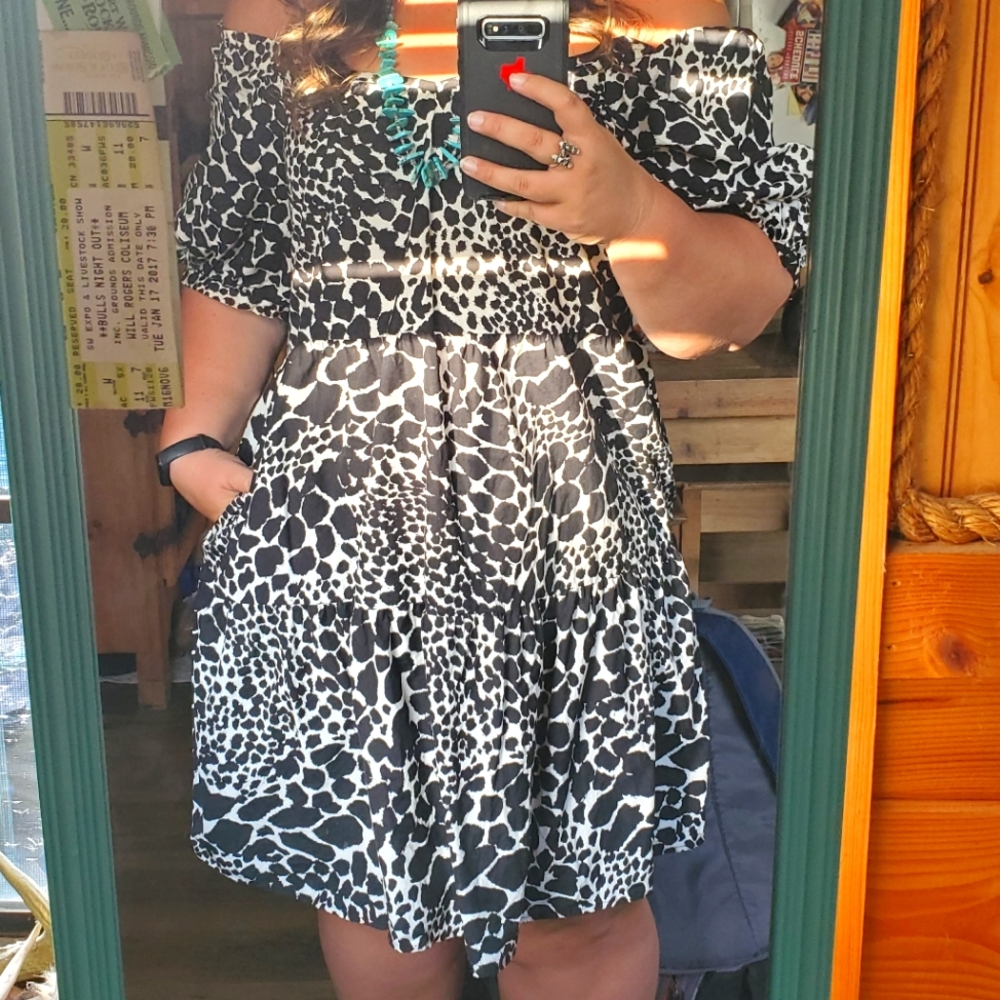 Leopard Print Off the Shoulder Dress